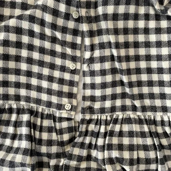 NWOT Bonpoint Brushed Cotton Gingham Check Dress With Lace Collar: